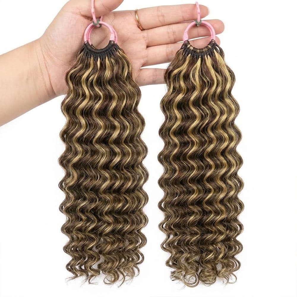 Deep Wave Hair Bundles / Feather Hair Extensions — 100% Virgin Human Hair / Piano Highlight Silver Grey LINKTOWIG