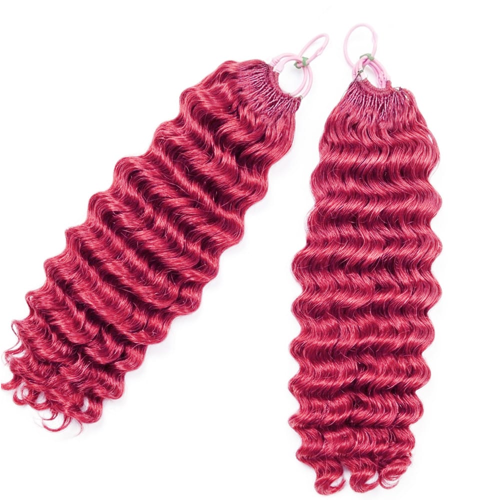 Deep Wave Hair Bundles / Feather Hair Extensions — 100% Virgin Human Hair / pink LINKTOWIG