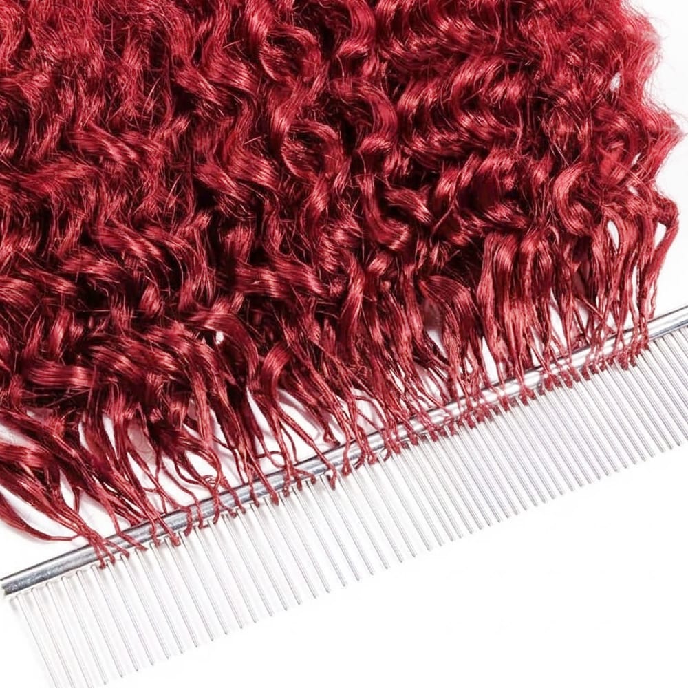 Deep Wave Hair Bundles / Feather Hair Extensions — 100% Virgin Human Hair / Ruby Red LINKTOWIG