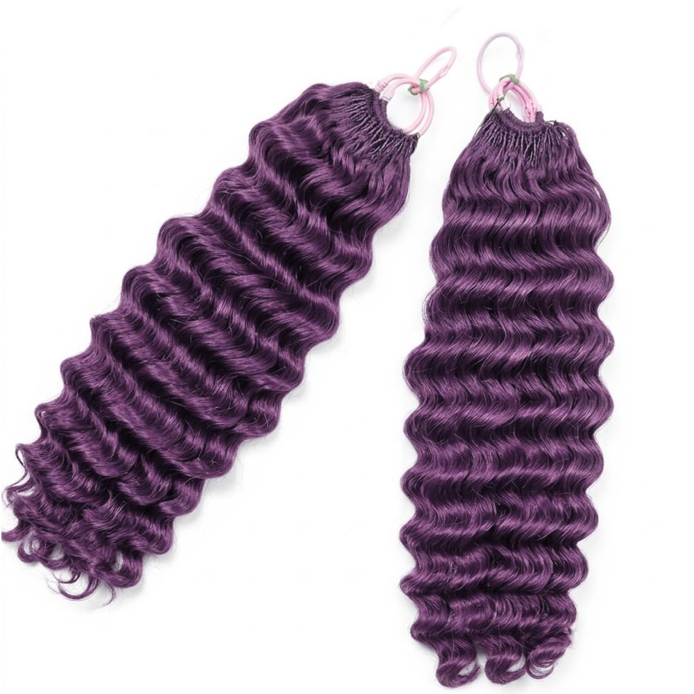 Deep Wave Hair Bundles / Feather Hair Extensions — 100% Virgin Human Hair / Violet Purple LINKTOWIG
