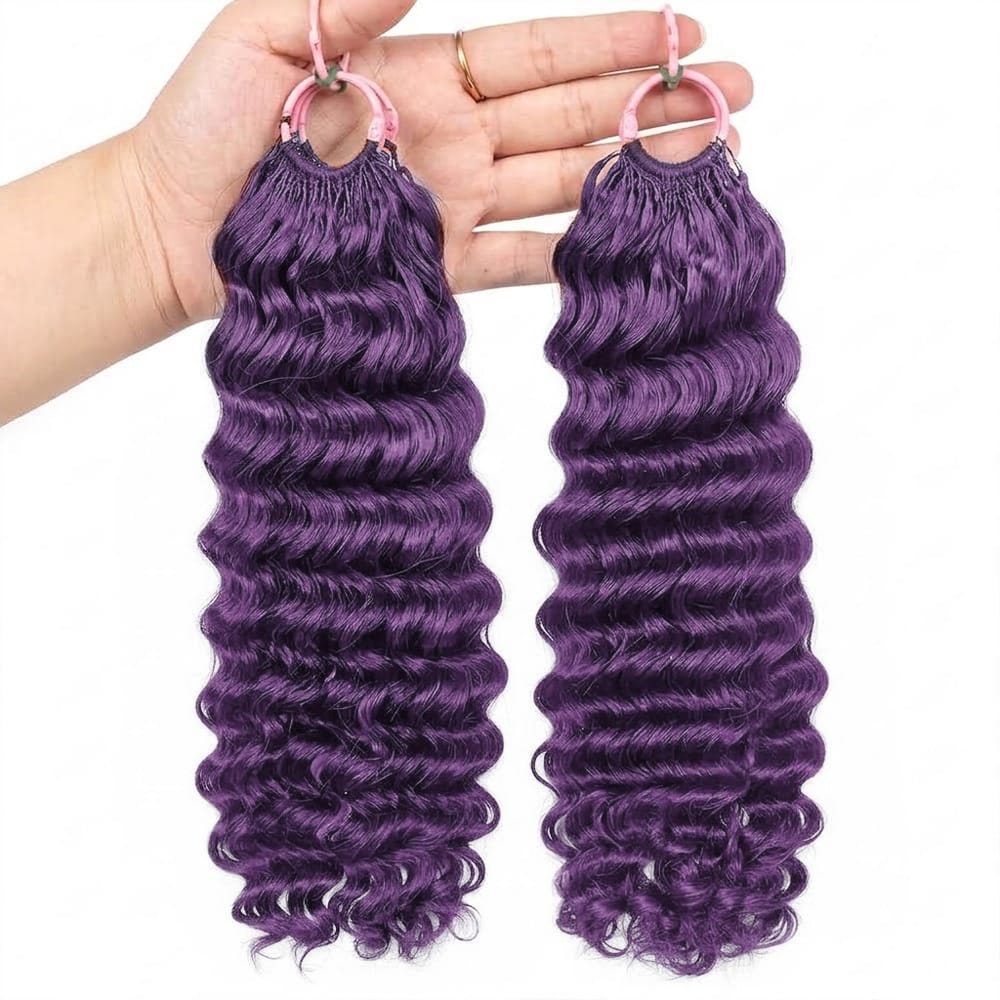 Deep Wave Hair Bundles / Feather Hair Extensions — 100% Virgin Human Hair / Violet Purple LINKTOWIG