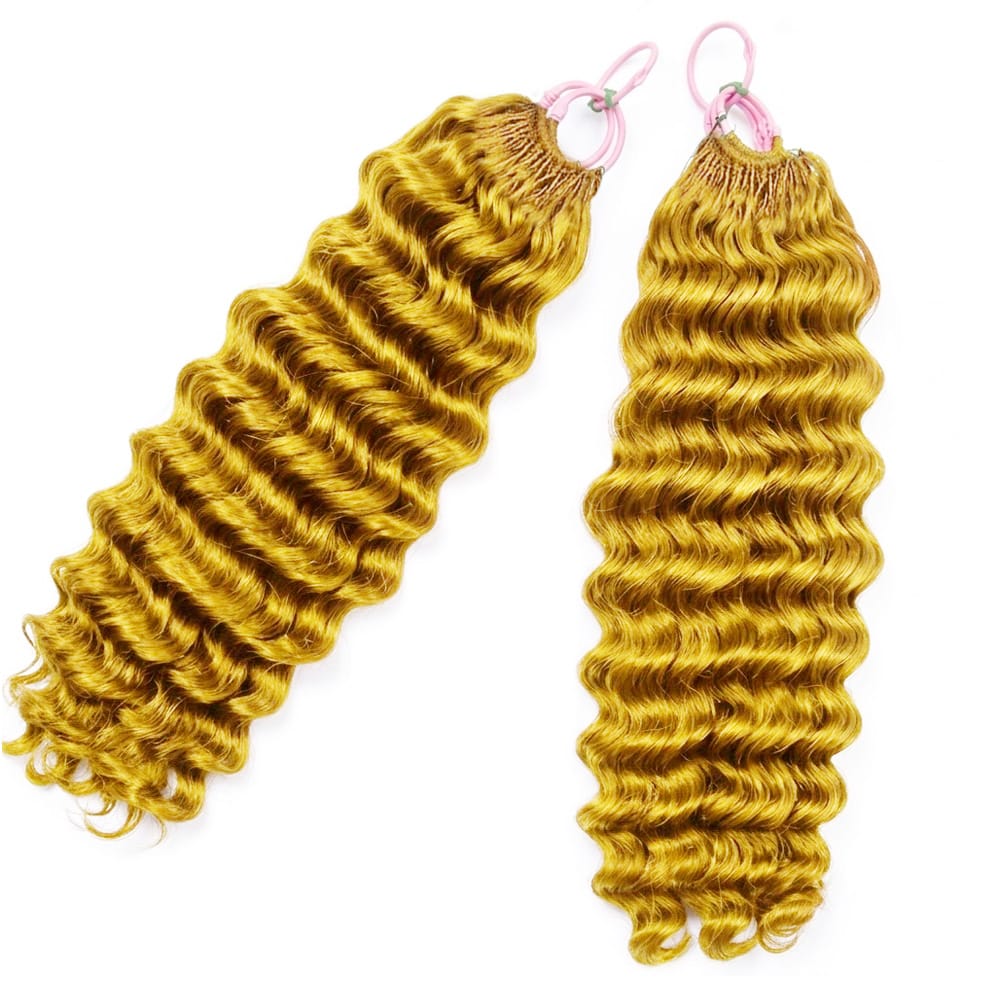 Deep Wave Hair Bundles / Feather Hair Extensions — 100% Virgin Human Hair / Yellow LINKTOWIG