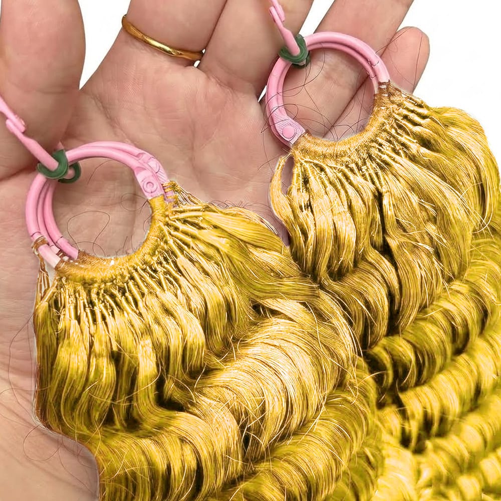 Deep Wave Hair Bundles / Feather Hair Extensions — 100% Virgin Human Hair / Yellow LINKTOWIG