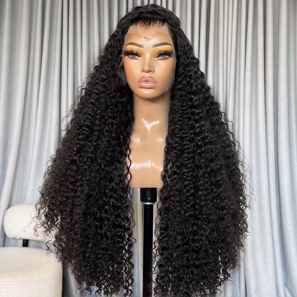 Deep Wave HD Lace Super Natural Lace Frontal Human Hair Wigs Black LINKTOWIG