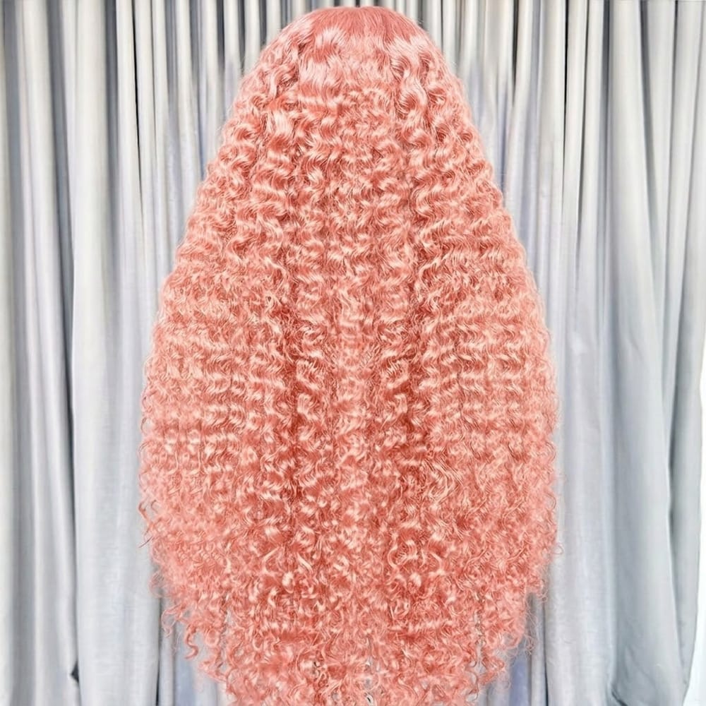 Deep Wave HD Lace Super Natural Lace Frontal Human Hair Wigs Bubblegum Pink LINKTOWIG