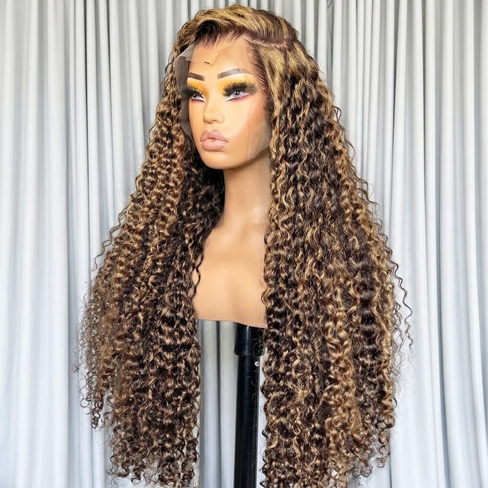 Deep Wave HD Lace Super Natural Lace Frontal Human Hair Wigs Chocolate Brown LINKTOWIG