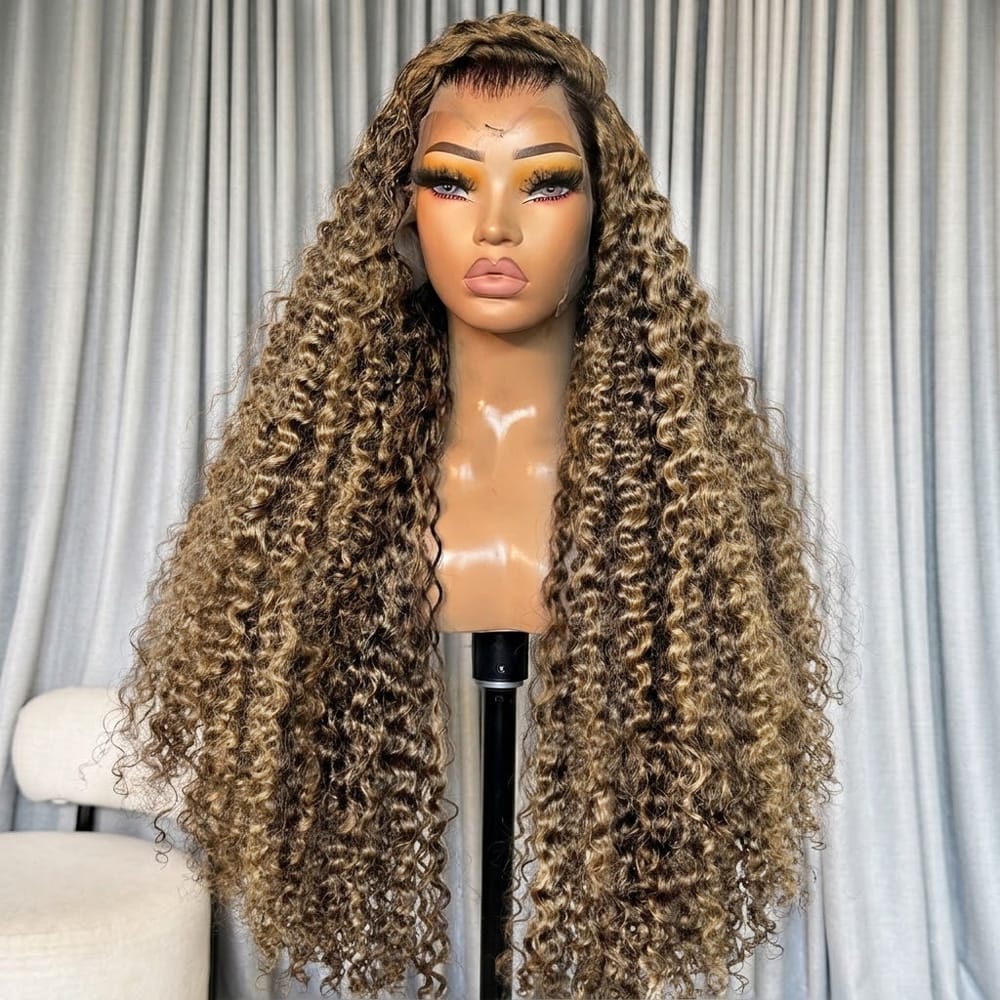 Deep Wave HD Lace Super Natural Lace Frontal Human Hair Wigs Chocolate Brown LINKTOWIG