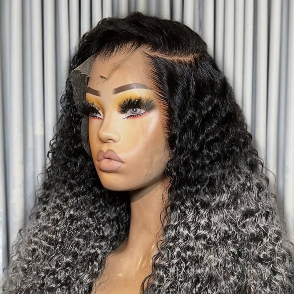 Deep Wave HD Lace Super Natural Lace Frontal Human Hair Wigs Dark Roots LINKTOWIG