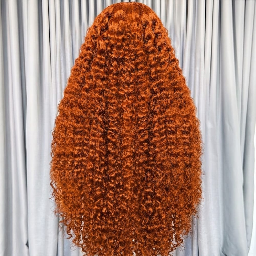 Deep Wave HD Lace Super Natural Lace Frontal Human Hair Wigs Ginger Orange LINKTOWIG