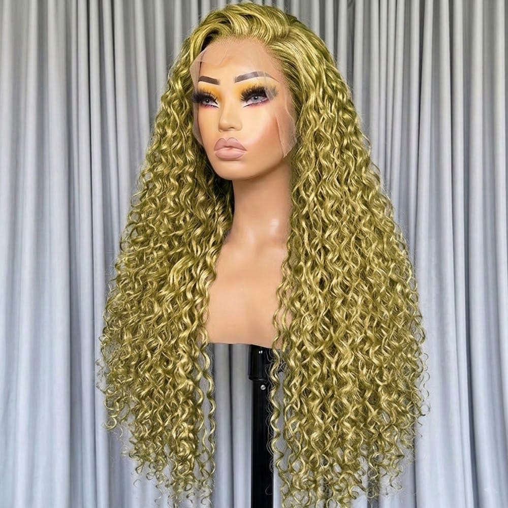 Deep Wave HD Lace Super Natural Lace Frontal Human Hair Wigs Green LINKTOWIG