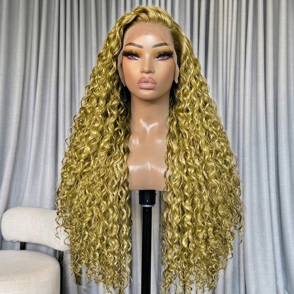 Deep Wave HD Lace Super Natural Lace Frontal Human Hair Wigs Green LINKTOWIG