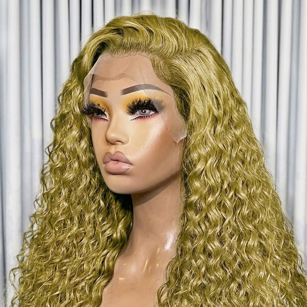 Deep Wave HD Lace Super Natural Lace Frontal Human Hair Wigs Green LINKTOWIG