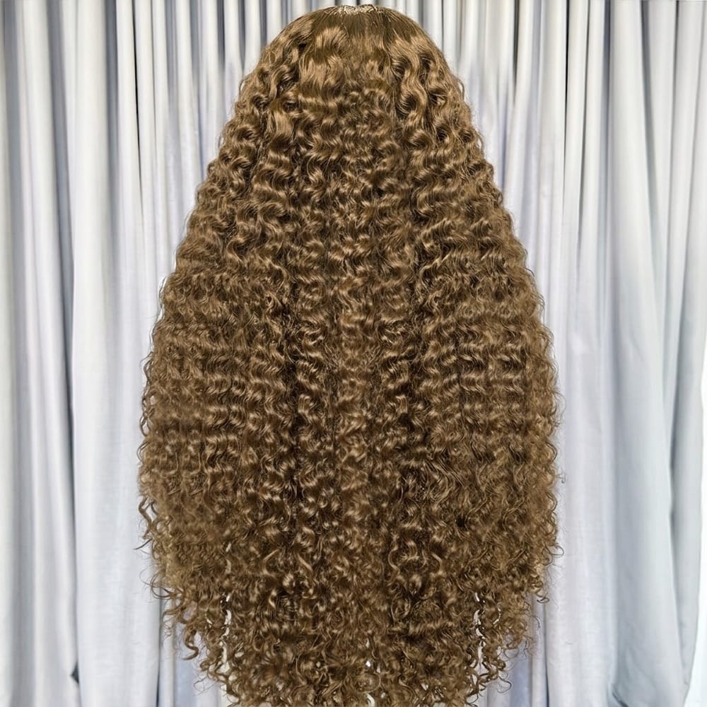 Deep Wave HD Lace Super Natural Lace Frontal Human Hair Wigs Olive Green Blonde LINKTOWIG
