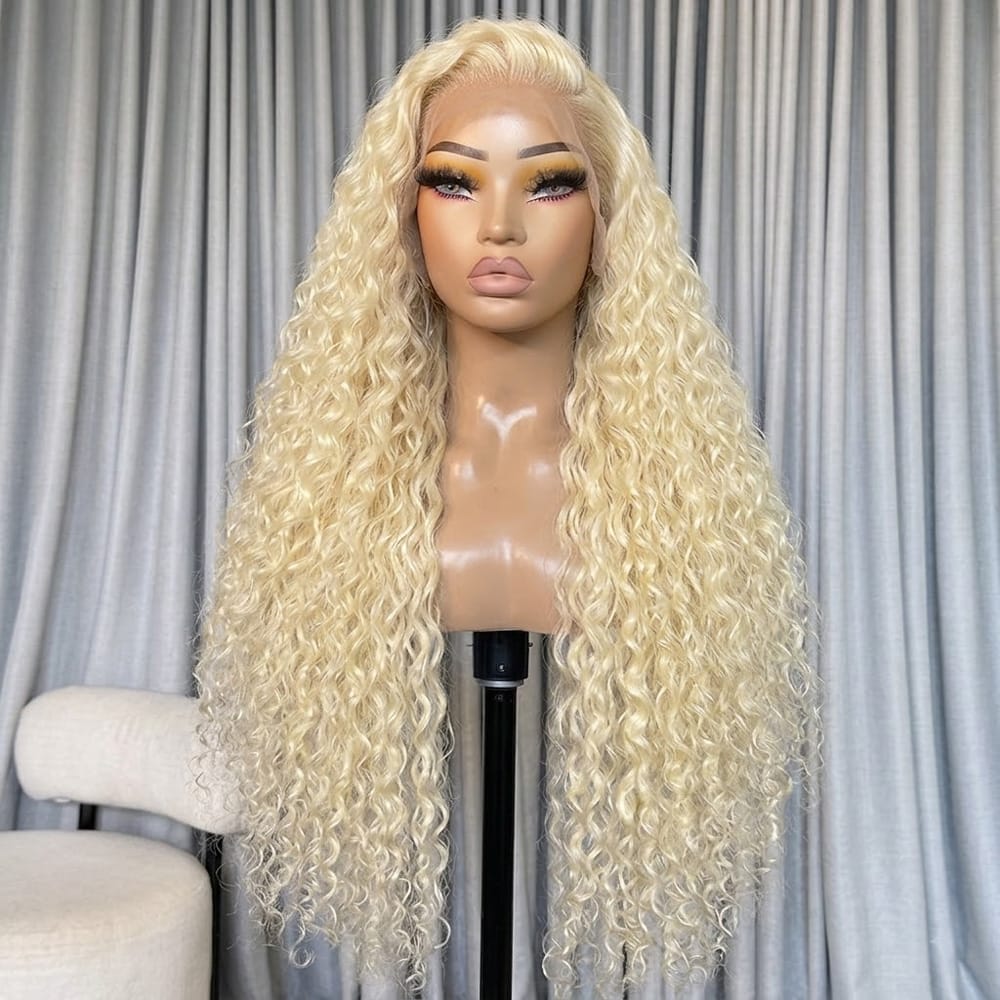 Deep Wave HD Lace Super Natural Lace Frontal Human Hair Wigs Platinum Blonde LINKTOWIG