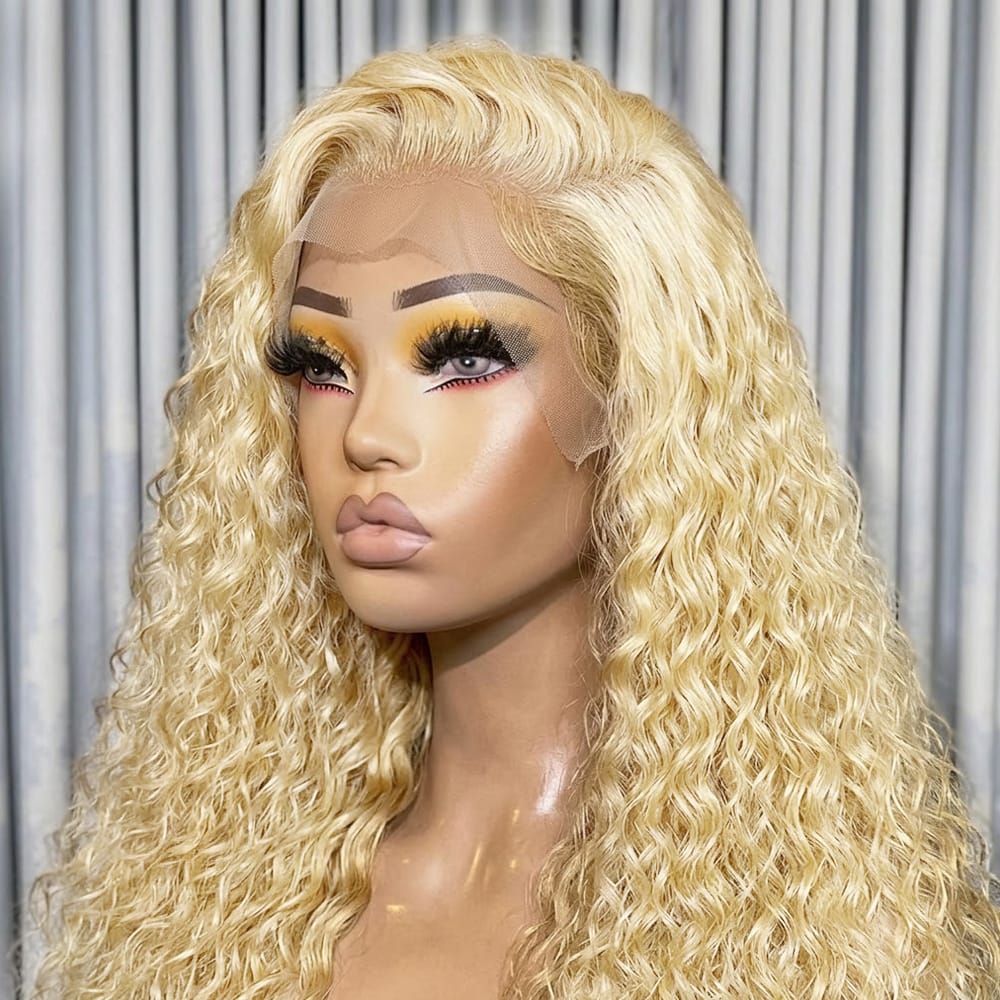 Deep Wave HD Lace Super Natural Lace Frontal Human Hair Wigs Platinum Blonde LINKTOWIG
