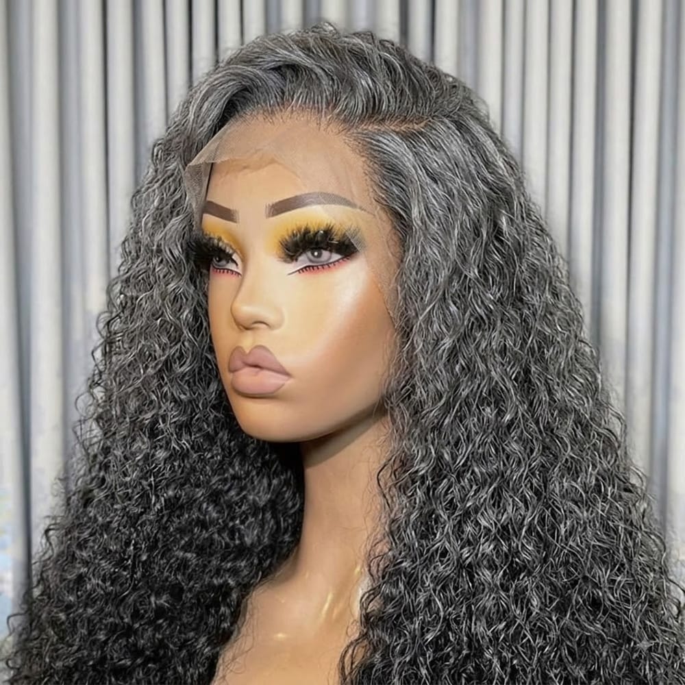 Deep Wave HD Lace Super Natural Lace Frontal Human Hair Wigs Silver Grey LINKTOWIG