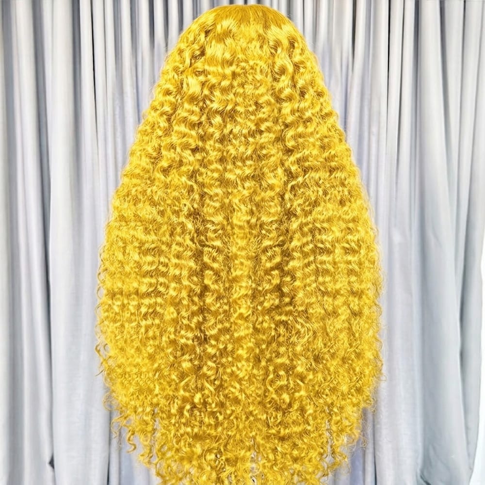 Deep Wave HD Lace Super Natural Lace Frontal Human Hair Wigs Yellow LINKTOWIG