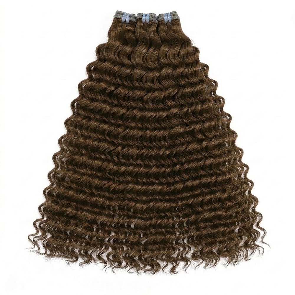 Deep Wave Luxury Natural Hair Weft – 100% Virgin Human Hair / Wig aramel Balayage Highlights LINKTOWIG