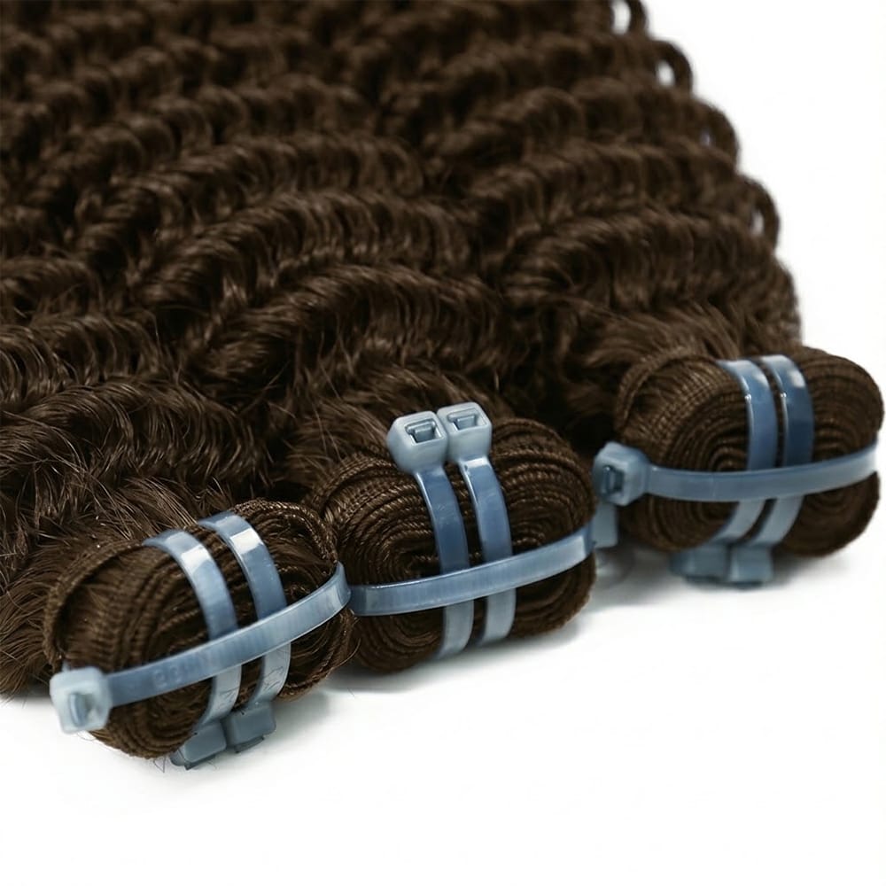 Deep Wave Luxury Natural Hair Weft – 100% Virgin Human Hair / Wig aramel Balayage Highlights LINKTOWIG