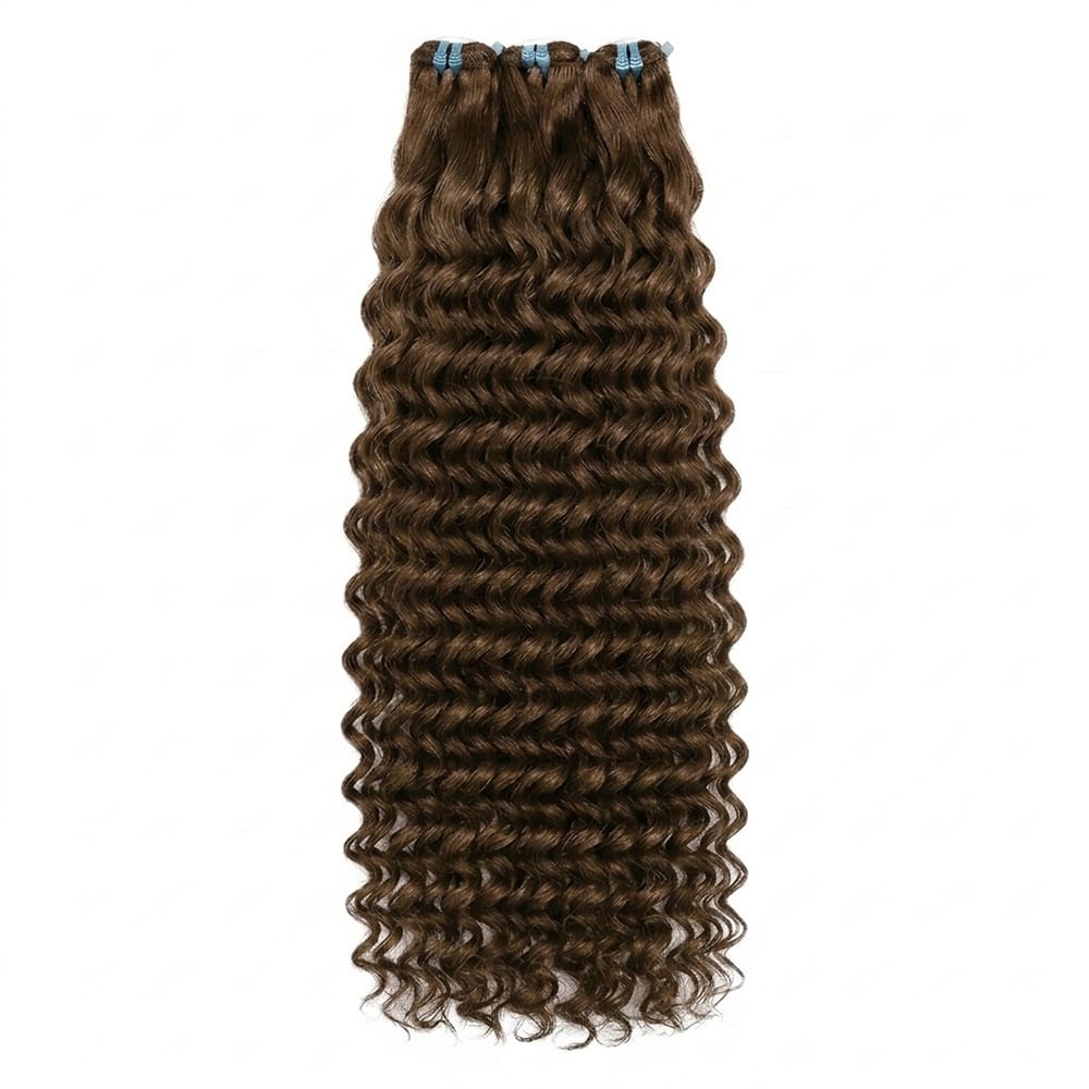 Deep Wave Luxury Natural Hair Weft – 100% Virgin Human Hair / Wig aramel Balayage Highlights LINKTOWIG