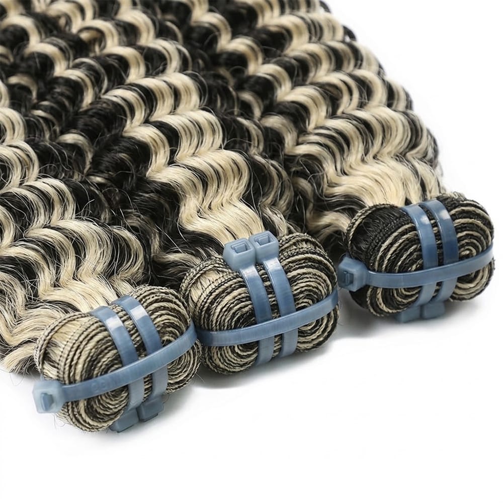Deep Wave Luxury Natural Hair Weft – 100% Virgin Human Hair / Wig Black and grey blended highlights LINKTOWIG