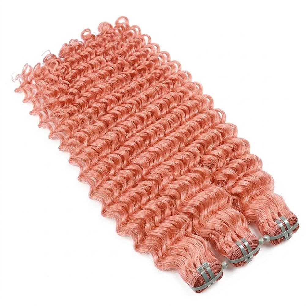 Deep Wave Luxury Natural Hair Weft – 100% Virgin Human Hair / Wig Bubblegum Pink LINKTOWIG