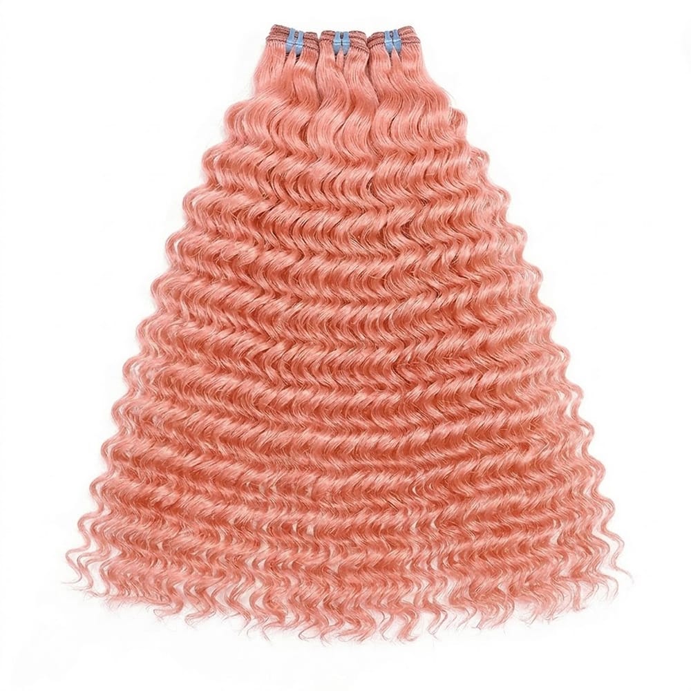 Deep Wave Luxury Natural Hair Weft – 100% Virgin Human Hair / Wig Bubblegum Pink LINKTOWIG