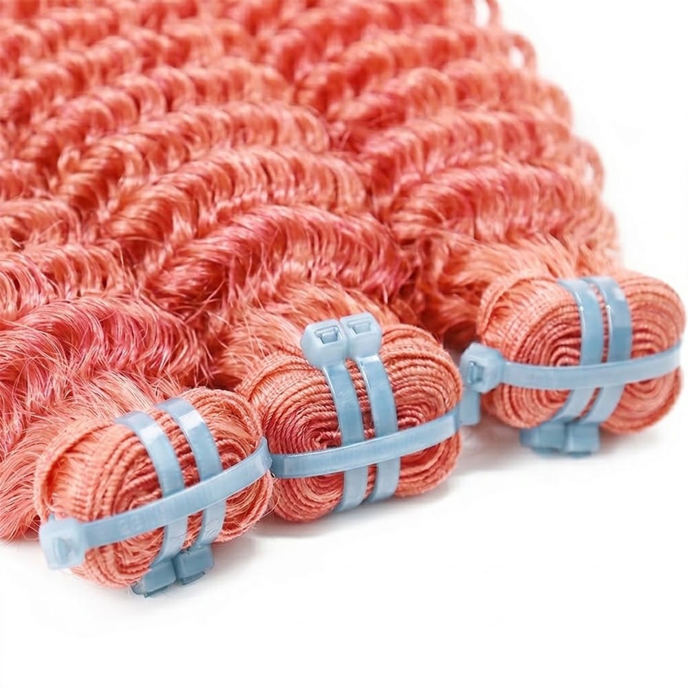 Deep Wave Luxury Natural Hair Weft – 100% Virgin Human Hair / Wig Bubblegum Pink LINKTOWIG