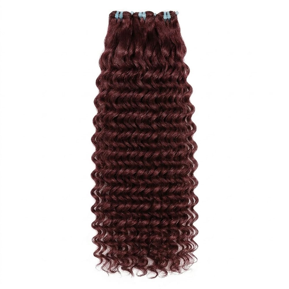 Deep Wave Luxury Natural Hair Weft – 100% Virgin Human Hair / Wig Burgundy LINKTOWIG