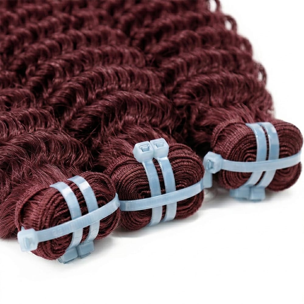 Deep Wave Luxury Natural Hair Weft – 100% Virgin Human Hair / Wig Burgundy LINKTOWIG