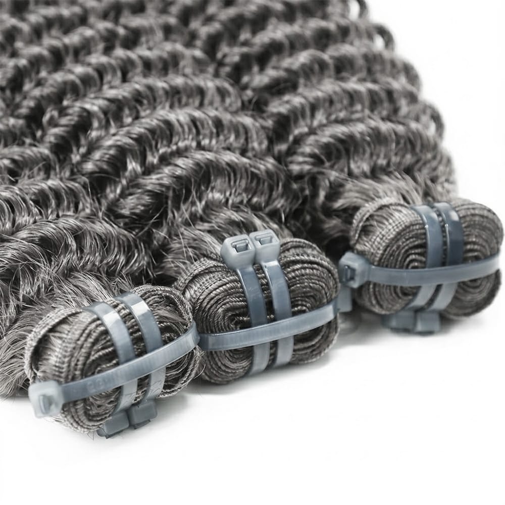 Deep Wave Luxury Natural Hair Weft – 100% Virgin Human Hair / Wig Charcoal Grey LINKTOWIG