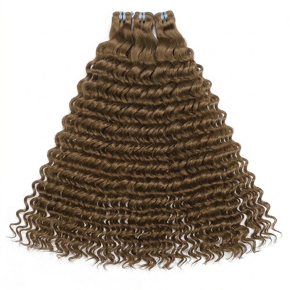 Deep Wave Luxury Natural Hair Weft – 100% Virgin Human Hair / Wig Chocolate Brown LINKTOWIG