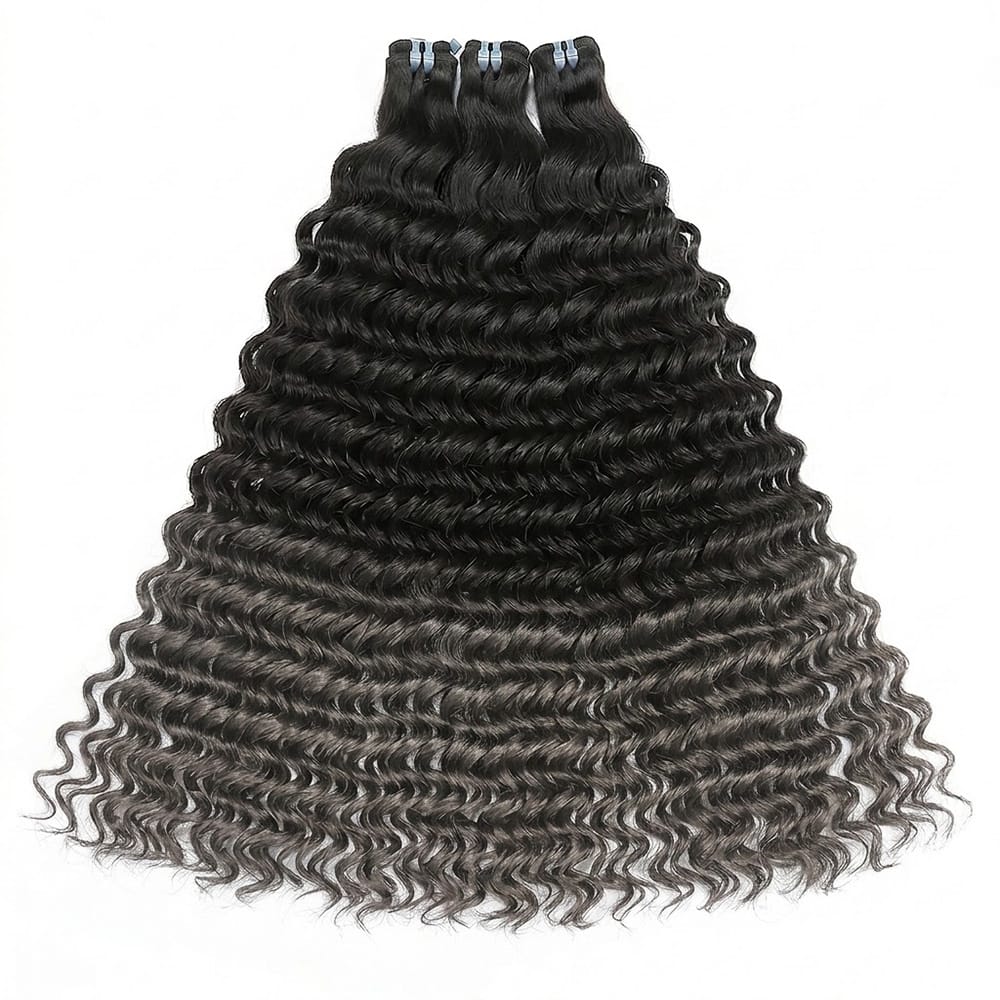 Deep Wave Luxury Natural Hair Weft – 100% Virgin Human Hair / Wig Dark Roots LINKTOWIG