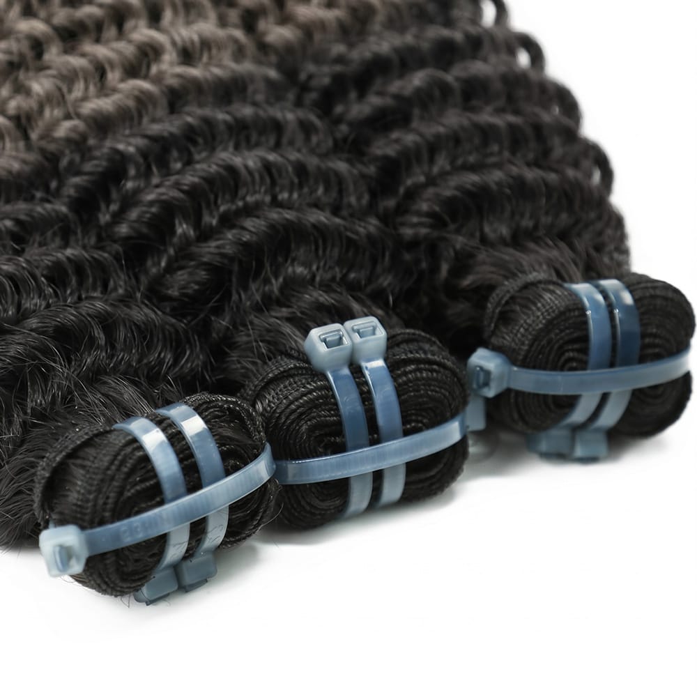 Deep Wave Luxury Natural Hair Weft – 100% Virgin Human Hair / Wig Dark Roots LINKTOWIG
