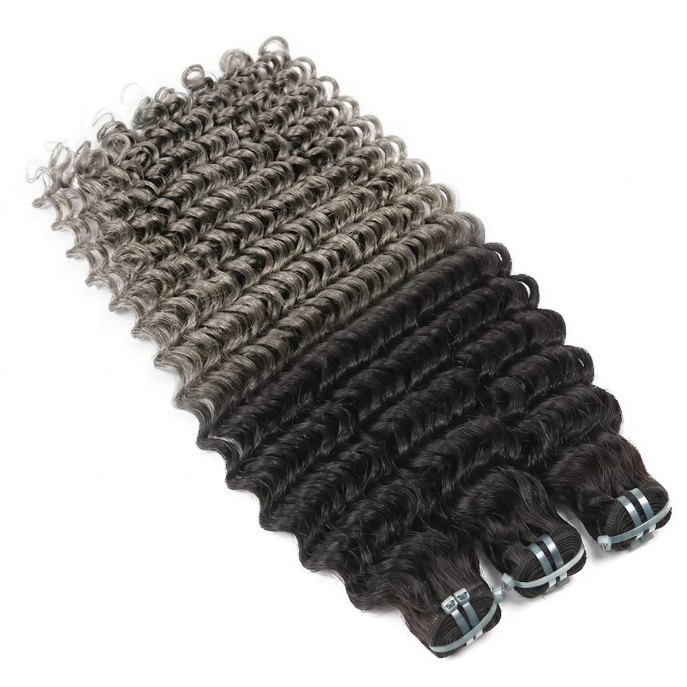Deep Wave Luxury Natural Hair Weft – 100% Virgin Human Hair / Wig Dark Roots LINKTOWIG