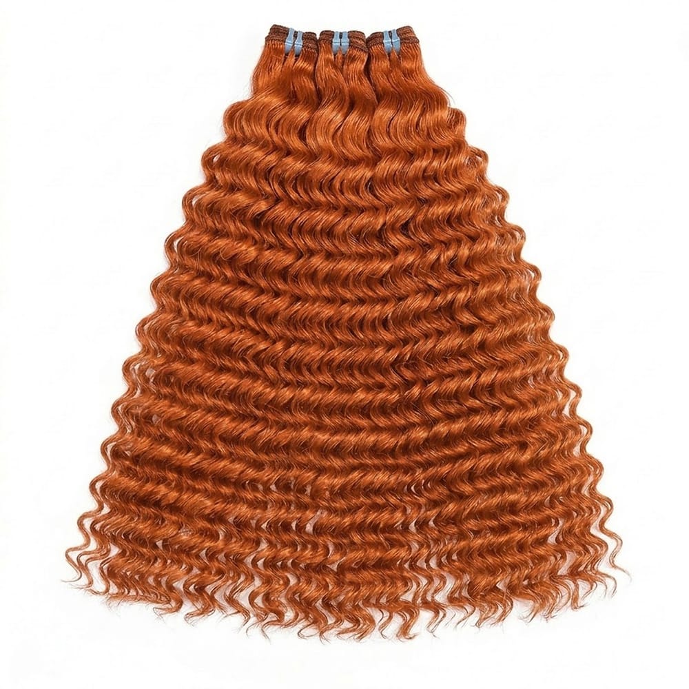 Deep Wave Luxury Natural Hair Weft – 100% Virgin Human Hair / Wig Ginger Orange LINKTOWIG