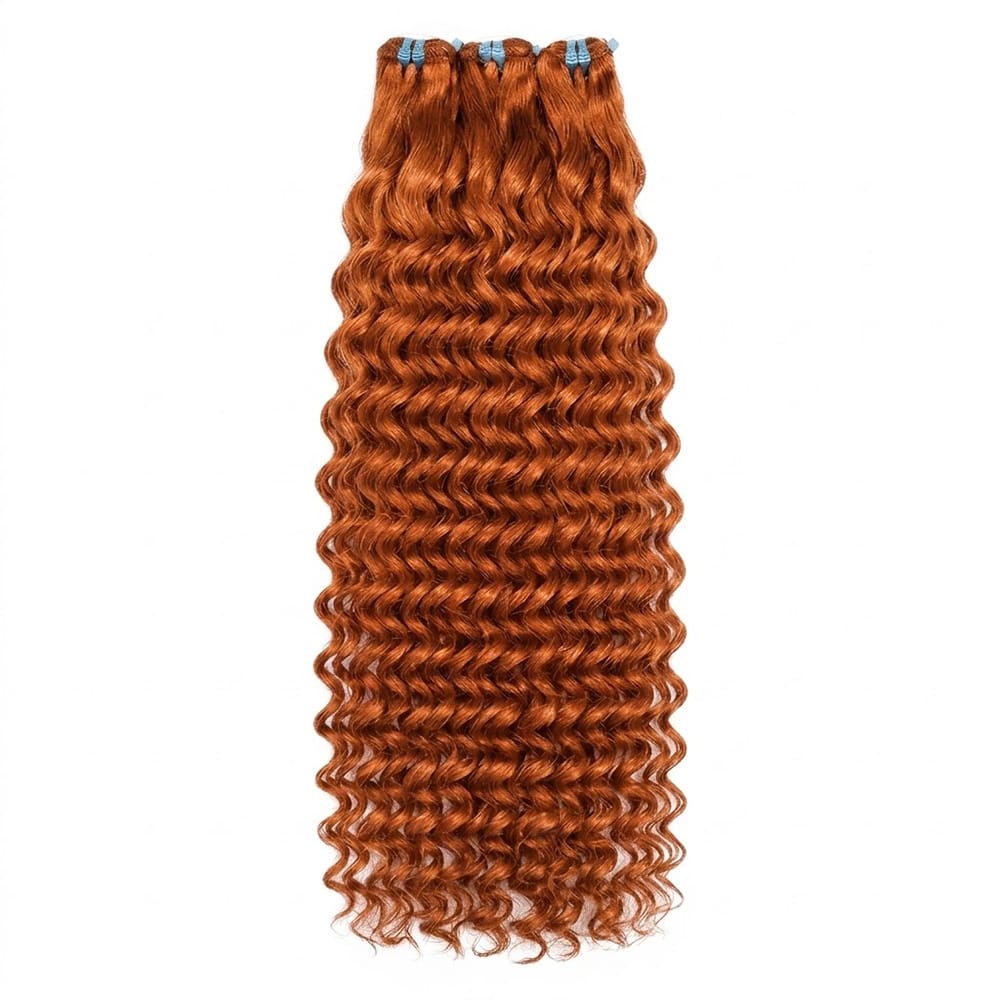 Deep Wave Luxury Natural Hair Weft – 100% Virgin Human Hair / Wig Ginger Orange LINKTOWIG