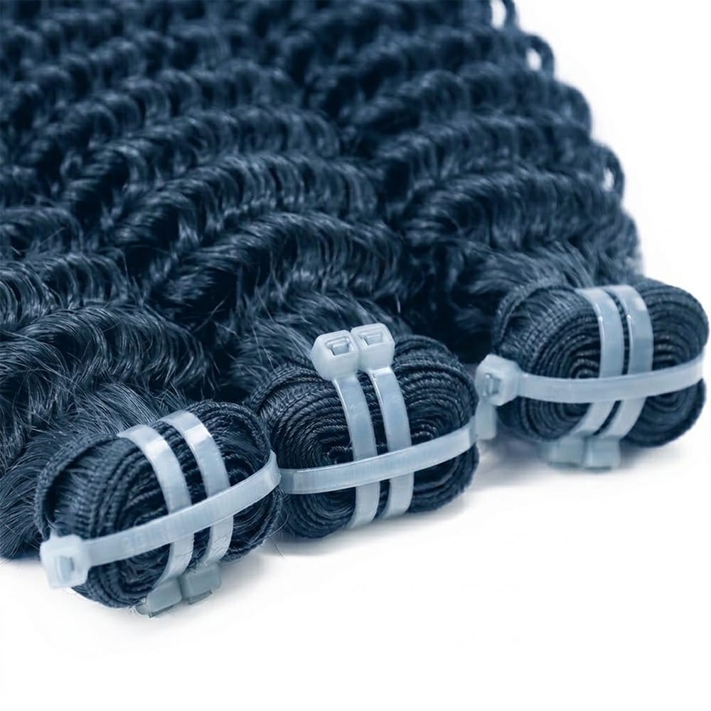 Deep Wave Luxury Natural Hair Weft – 100% Virgin Human Hair / Wig Midnight Blue LINKTOWIG