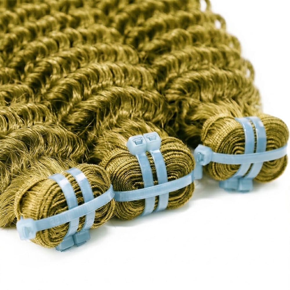Deep Wave Luxury Natural Hair Weft – 100% Virgin Human Hair / Wig Olive Green Blonde LINKTOWIG