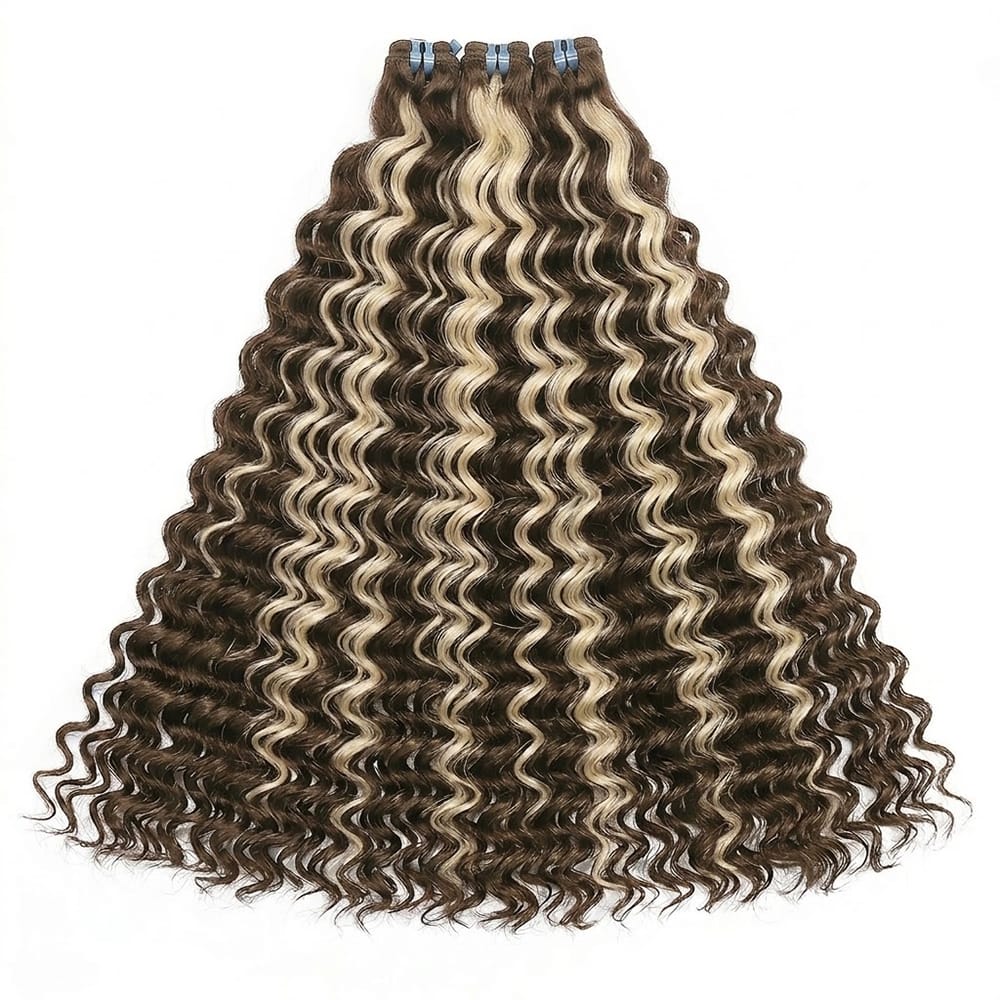 Deep Wave Luxury Natural Hair Weft – 100% Virgin Human Hair / Wig Piano Highlight Silver Grey LINKTOWIG