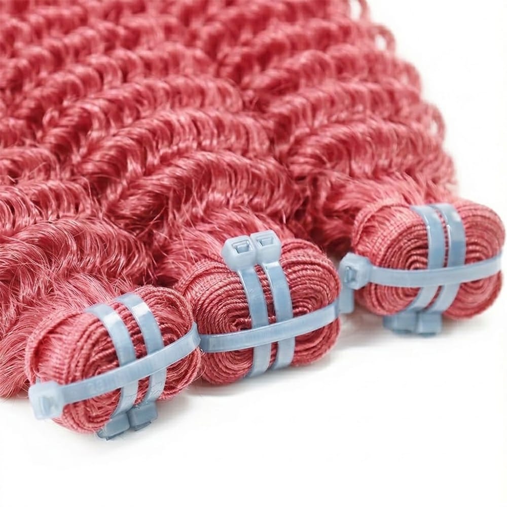 Deep Wave Luxury Natural Hair Weft – 100% Virgin Human Hair / Wig pink LINKTOWIG