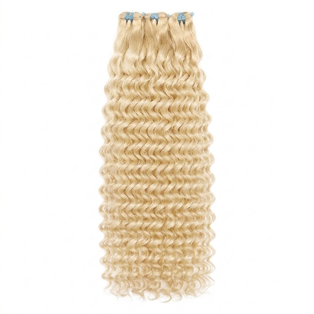 Deep Wave Luxury Natural Hair Weft – 100% Virgin Human Hair / Wig Platinum Blonde LINKTOWIG