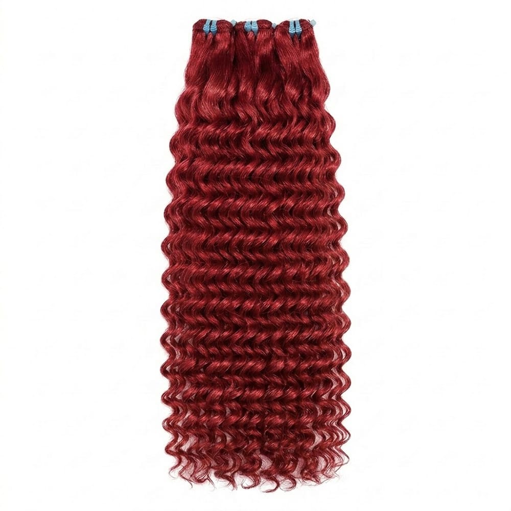 Deep Wave Luxury Natural Hair Weft – 100% Virgin Human Hair / Wig Ruby Red LINKTOWIG