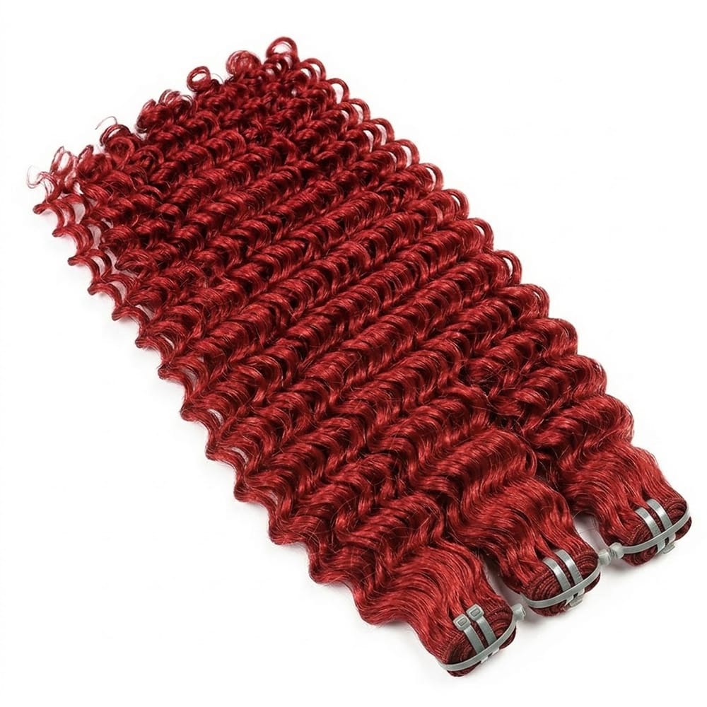Deep Wave Luxury Natural Hair Weft – 100% Virgin Human Hair / Wig Ruby Red LINKTOWIG