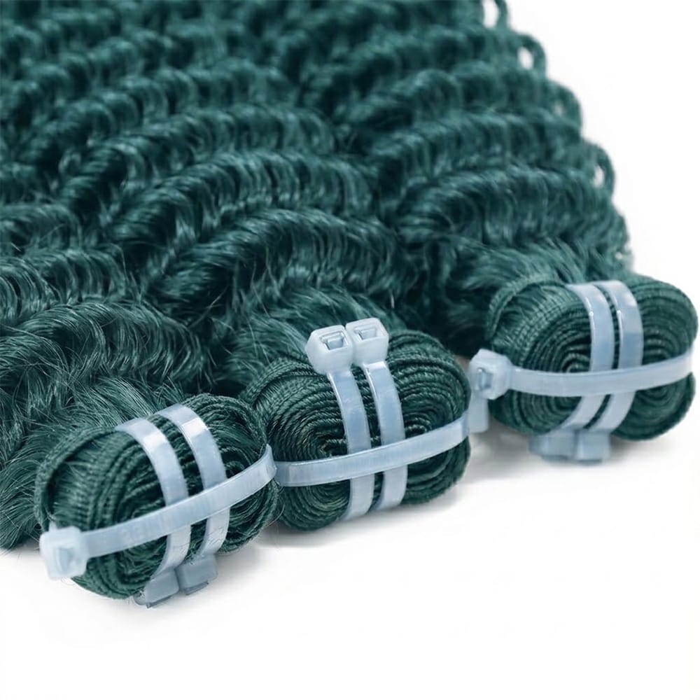 Deep Wave Luxury Natural Hair Weft – 100% Virgin Human Hair / Wig Teal Green LINKTOWIG