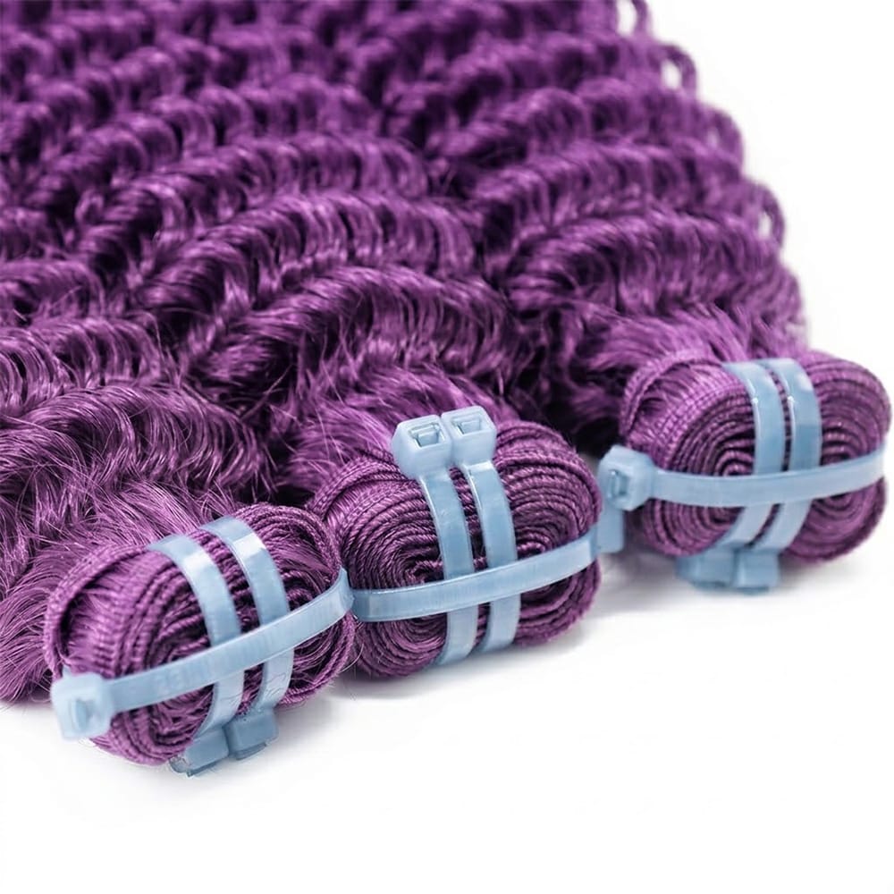 Deep Wave Luxury Natural Hair Weft – 100% Virgin Human Hair / Wig Violet Purple LINKTOWIG
