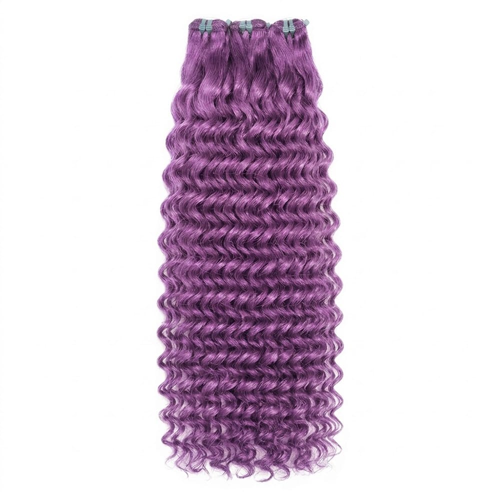 Deep Wave Luxury Natural Hair Weft – 100% Virgin Human Hair / Wig Violet Purple LINKTOWIG