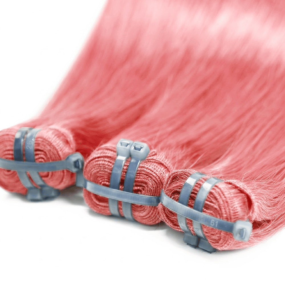 Hair Weft Luxury Natural Straight — 100% Virgin Human Hair Extensions Bubblegum Pink LINKTOWIG
