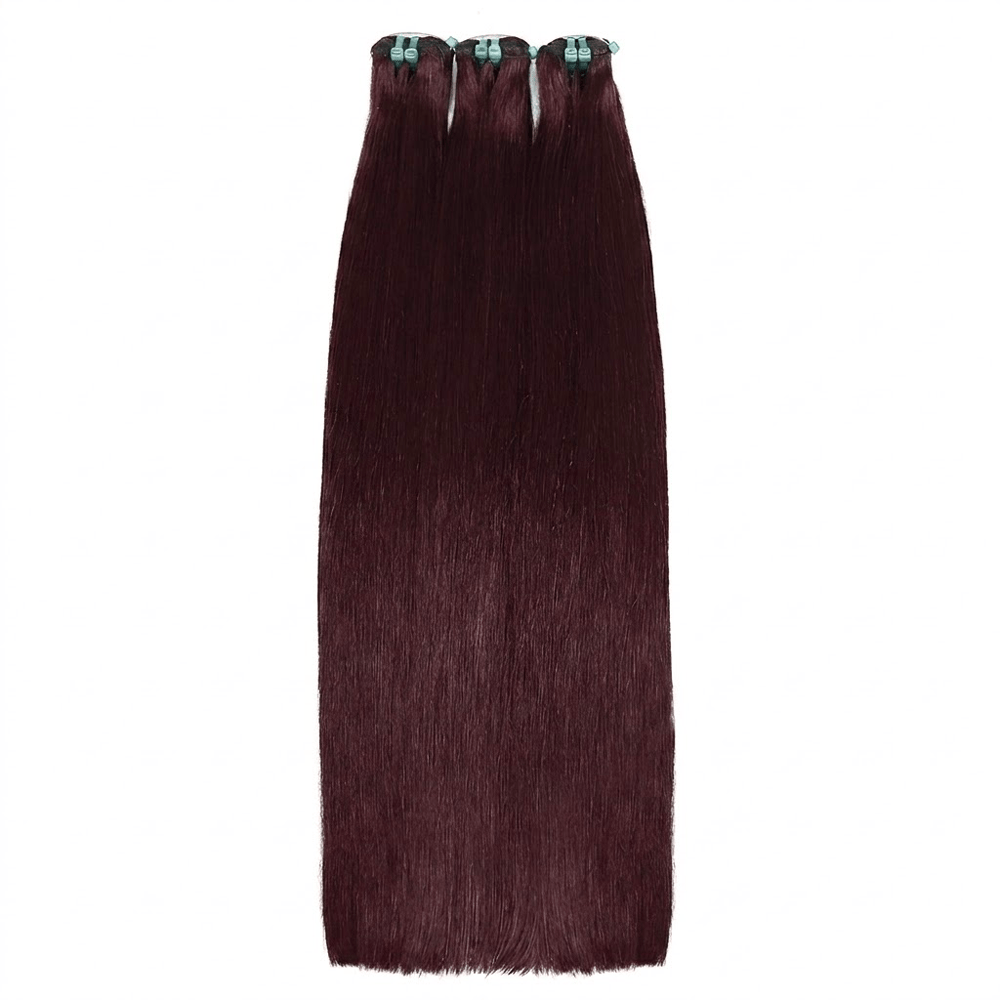 Hair Weft Luxury Natural Straight — 100% Virgin Human Hair Extensions Burgundy LINKTOWIG