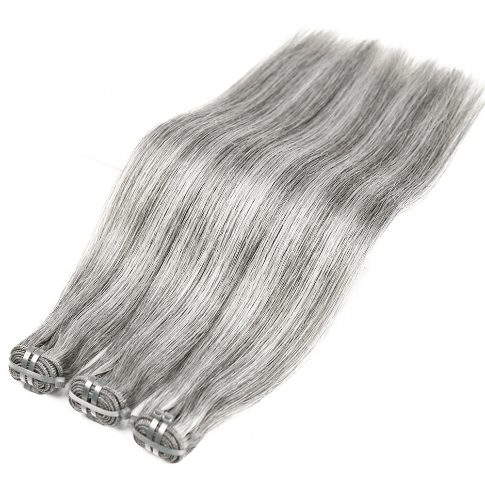 Hair Weft Luxury Natural Straight — 100% Virgin Human Hair Extensions Charcoal Grey LINKTOWIG